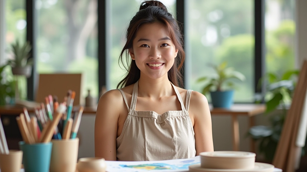 Creative studio at Palette & Clay Pte Ltd with art materials and natural lighting